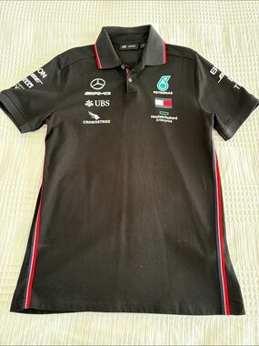Mercedes AMG Petronas Black Polo with Red and Blue Trim